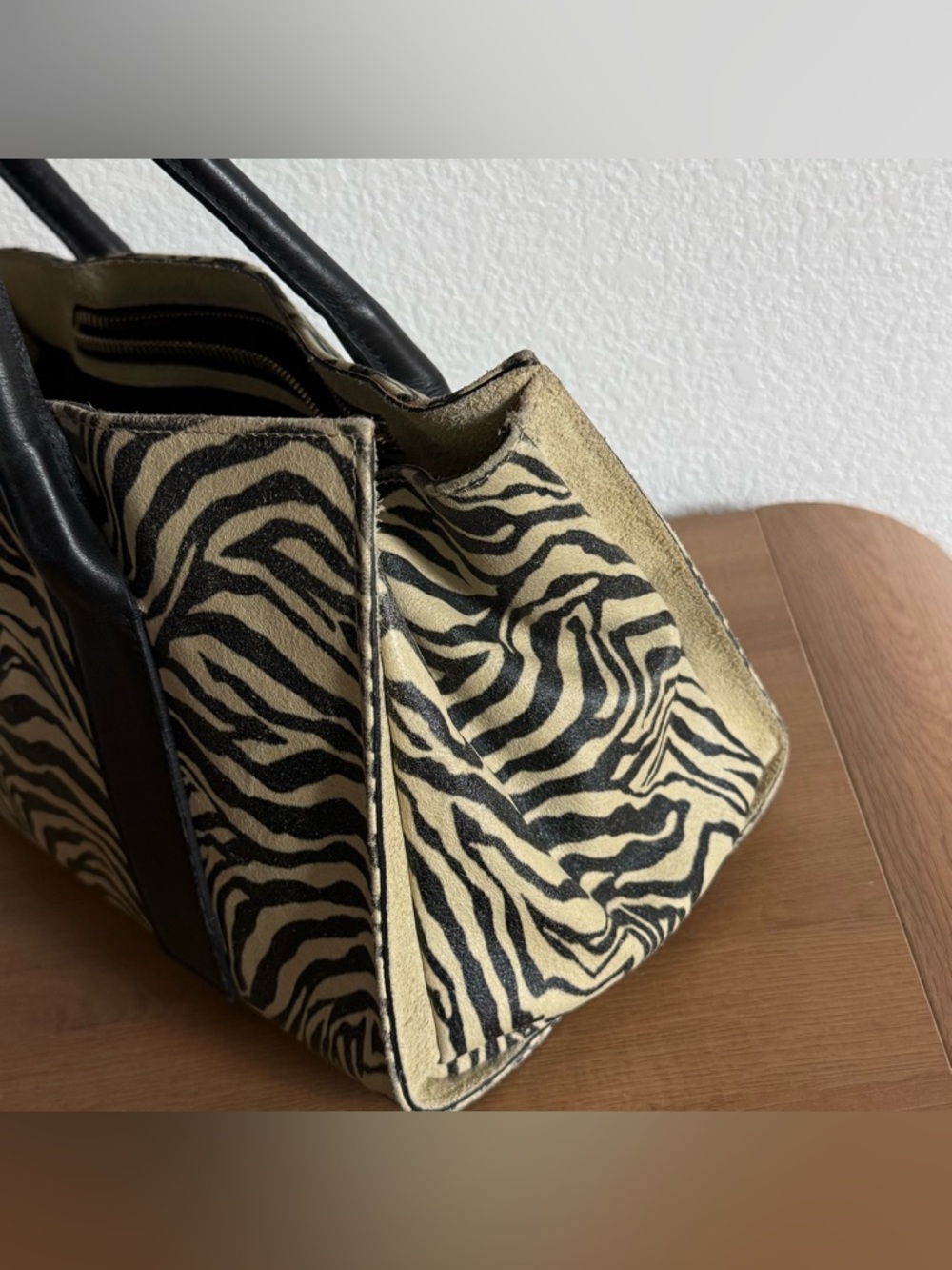 Y2K Style Laura Di Maggio Milano Genuine Leather Zebra Animal Print Purse - Picture 4 of 7